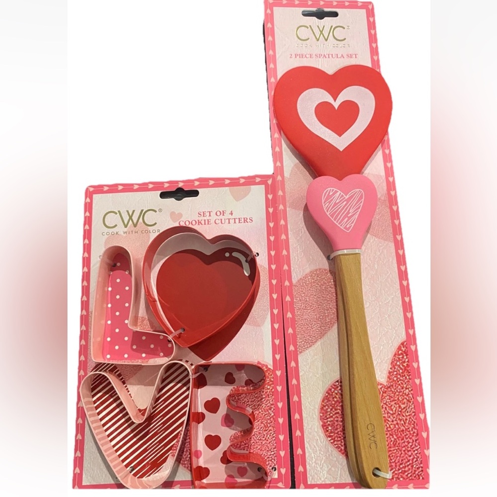 Valentine’s Day Spatula Set Holiday Love Heart Silicone and cookie cutter set